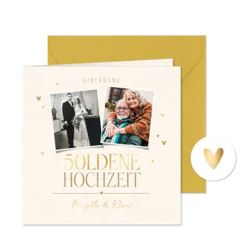 Einladung Goldene Hochzeit Foto früher Foto heute